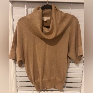 MICHAEL Michael Kors Shimmering Gold Cowl Neck Sweater
